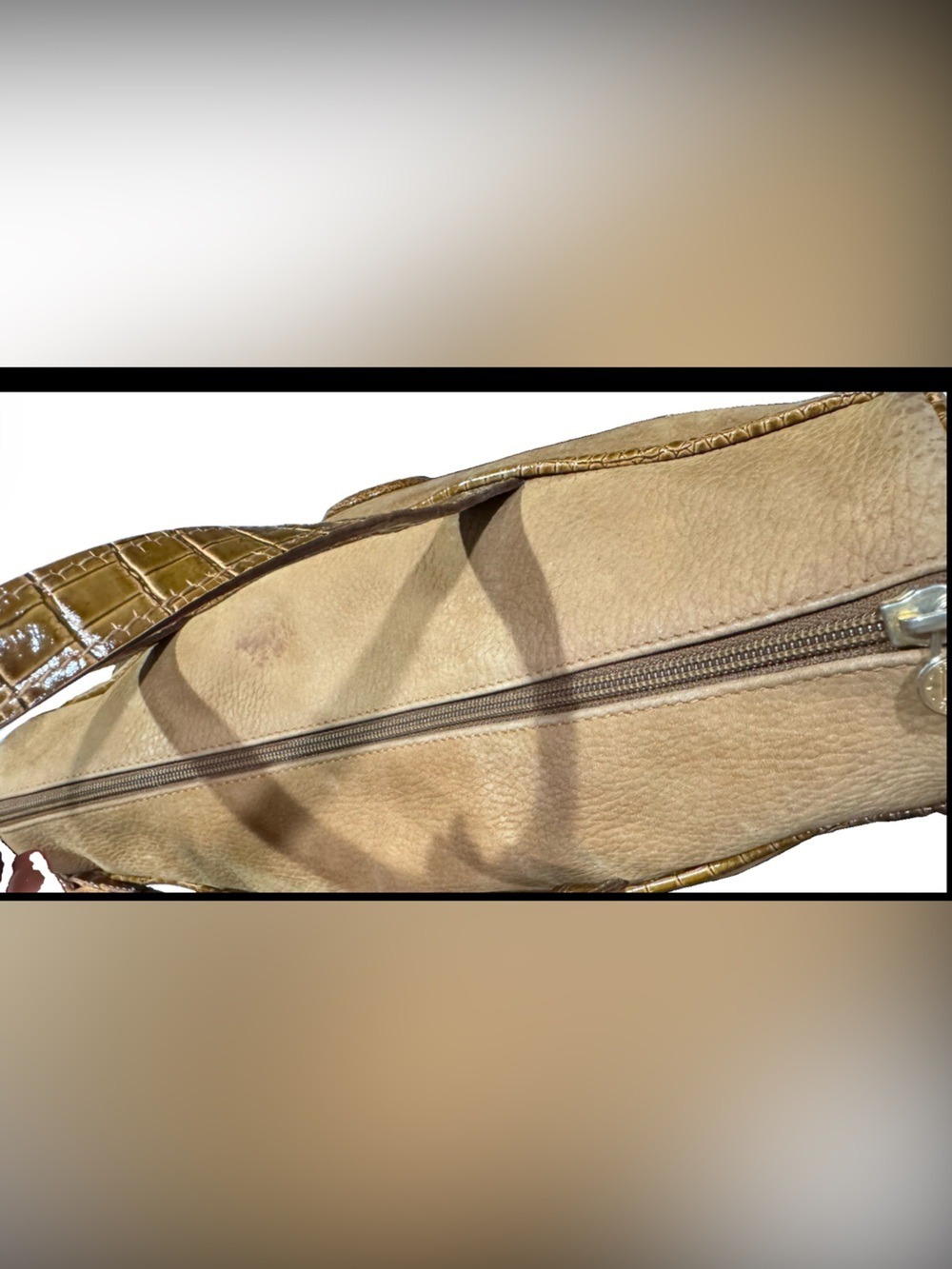Fendi Tan Leather Tote with Croc Trim and Medallion - Picture 3 of 16